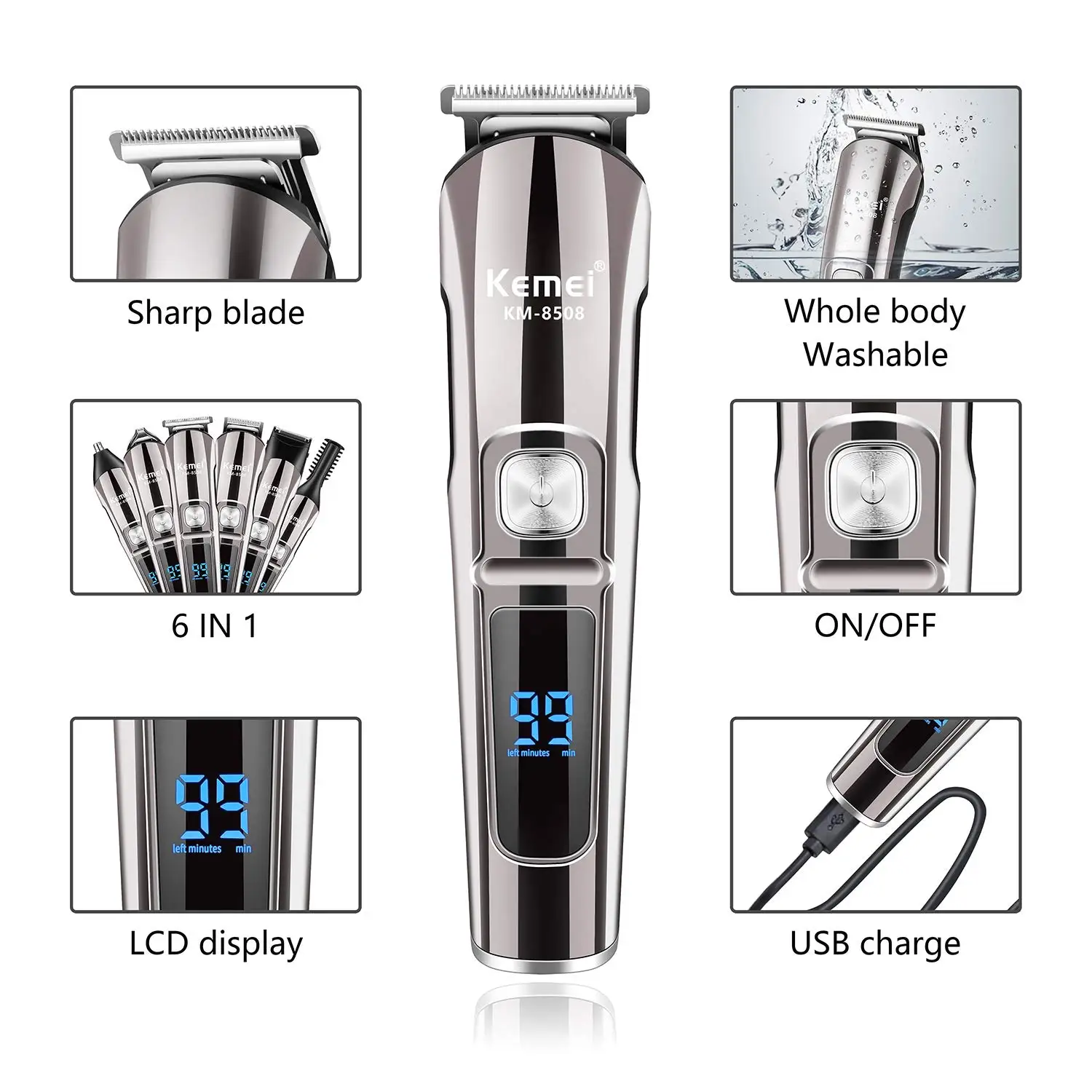 Kemei Profesyonel Çok Fonksiyo - Men'S Grooming Essentials incelemesi ve fiyatı